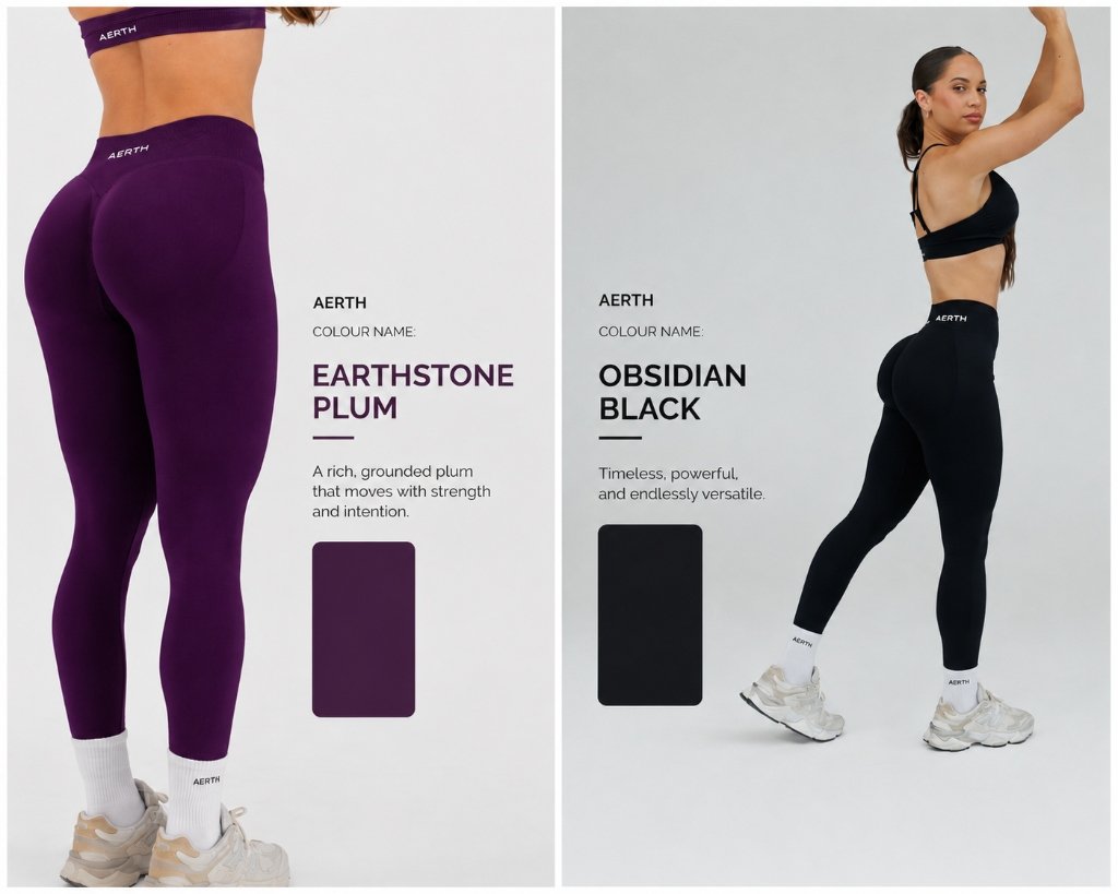 AERTH Earthstone Plum & Obsidian Black Leggings
